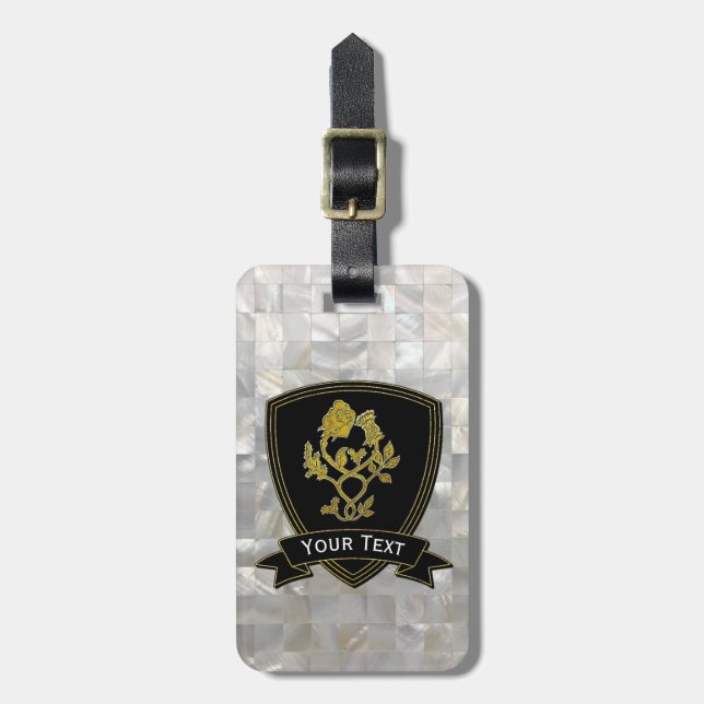 Étiquette À Bagage S'est levé et le motif nacré de chardon (Devant Vertical)