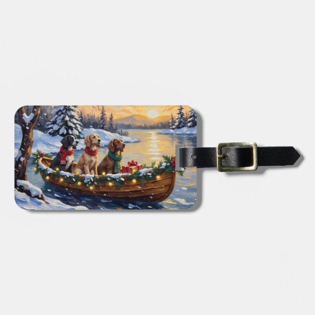 Étiquette À Bagage Setter Anglais Noël Bateau Fêtes (Devant horizontal)