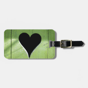 Étiquette À Bagage SHABBYCHIC coeur en bois vert noir
