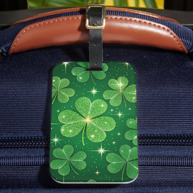 ÉTIQUETTE À BAGAGE SHAMROCKS CELTIQUES IRLANDAIS VERTS (Insitu Rectoal 2)