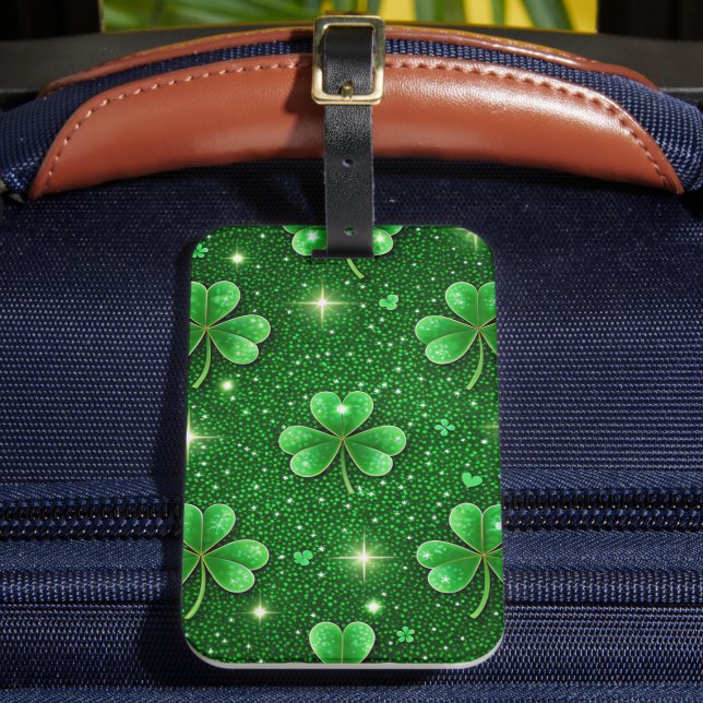 ÉTIQUETTE À BAGAGE SHAMROCKS CELTIQUES IRLANDAIS VERTS (Insitu Rectoal 2)