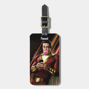 Étiquette À Bagage SHAZAM !   Shazam soufflant la bulle gomme