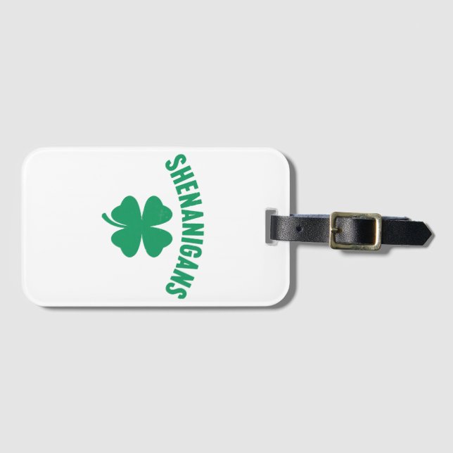 Étiquette À Bagage Shenanigans Shamrock Saint-Patrick Rétro  (Devant Horizontal)