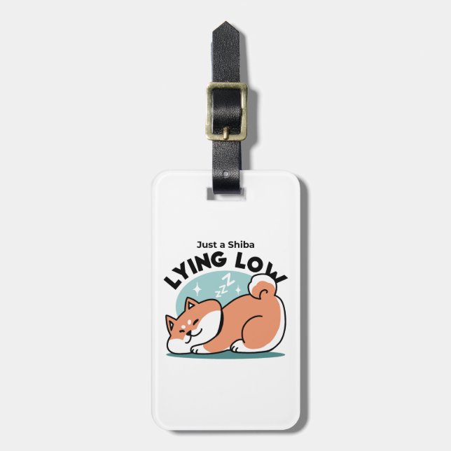 Étiquette À Bagage Shiba Inu Art : Juste un Shiba Lying Low (Devant Vertical)