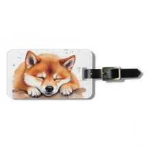 shiba obtenant somnolent bagage tag