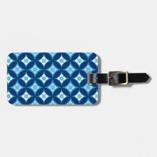 Étiquette À Bagage Shippo avec Motif Fleur, Indigo Bleu et Blanc