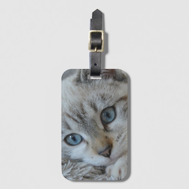 Étiquette À Bagage Siamois Tabby Argent (Devant Vertical)
