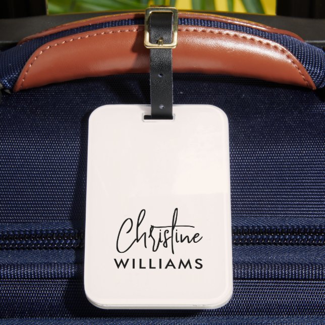 Étiquette À Bagage Signature Monogramme manuscrit Script Blu rose (Insitu Rectoal 2)