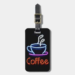Étiquette À Bagage Signe au néon de café
