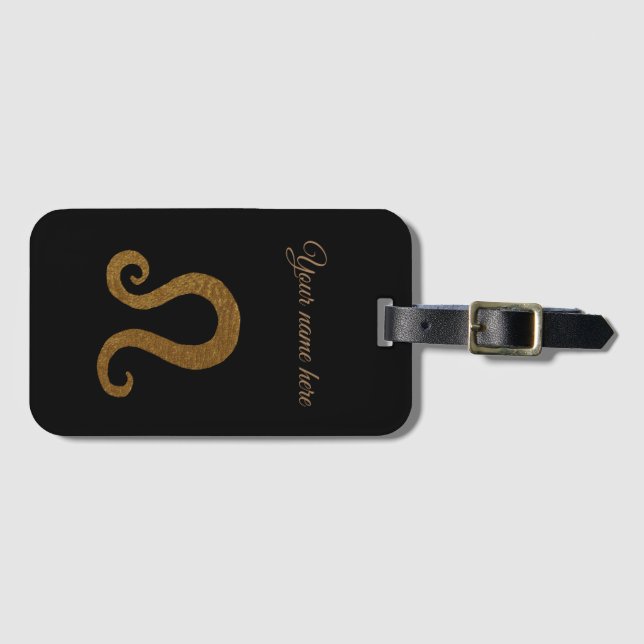 Étiquette À Bagage SIGNE D'Astrologie Lion Golden (Devant Horizontal)