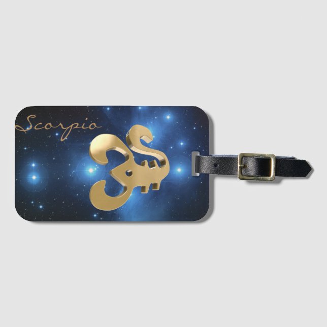 Étiquette À Bagage Signe d'or de Scorpion (Devant Horizontal)
