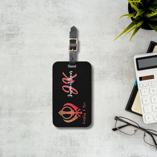 Étiquette À Bagage Sikh Khanda "Sans peur et libre" (Créateur téléchargé)