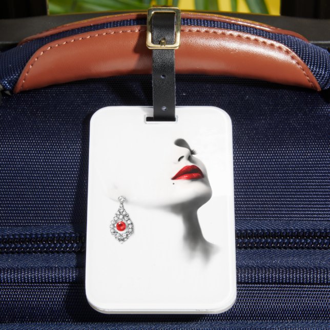 Étiquette À Bagage Silent Beauty – Monochrome Charcoal Art with Red  (Insitu Rectoal 2)