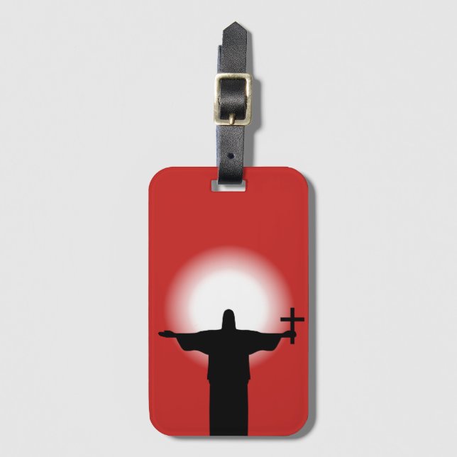 Étiquette À Bagage Silhouette avec croix (Devant Vertical)