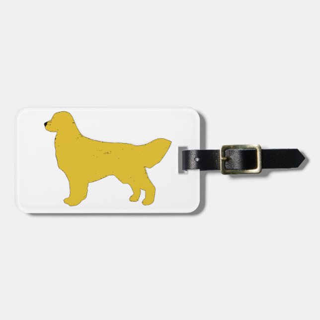 Étiquette À Bagage silhouette de couleur de golden retriever (Devant horizontal)