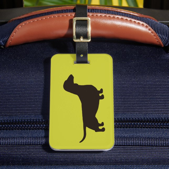Étiquette À Bagage Silhouette de teckel sur fond vert (couleur person (Insitu Rectoal 2)