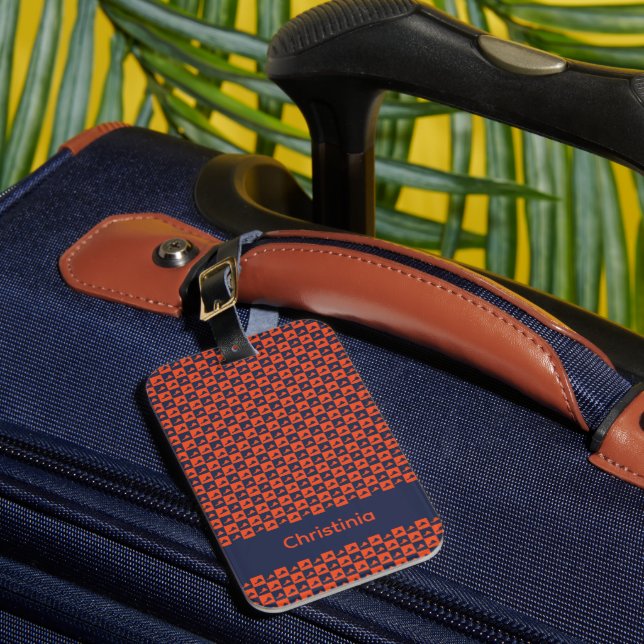 Étiquette À Bagage Silhouette de Virginie Orange Bleu Personnaliser (Insitu Rectoal 1)