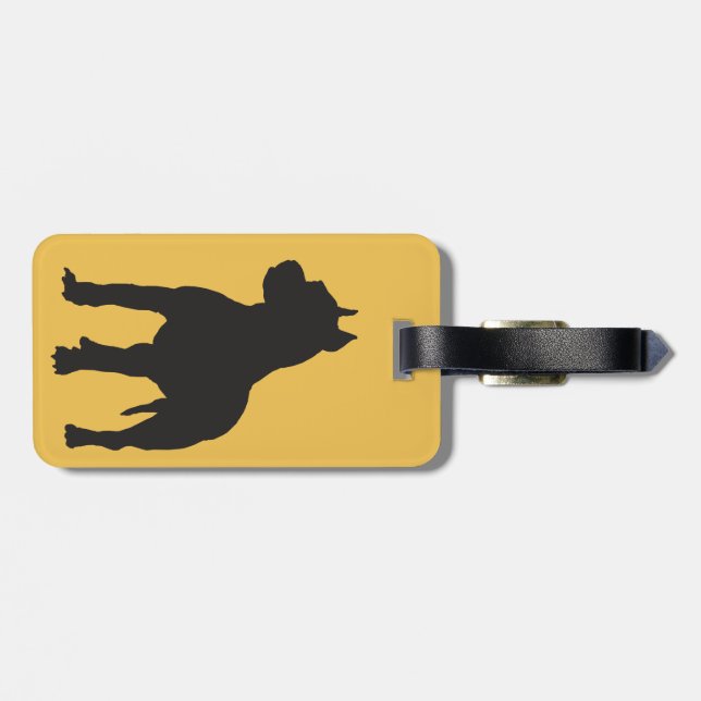 Étiquette À Bagage Silhouette noire de Terrier de pitbull (Dos horizontal)