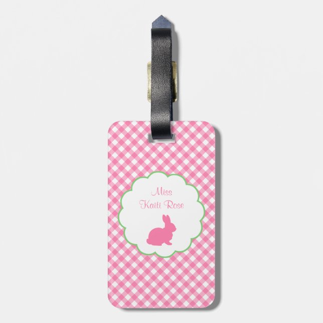 Étiquette À Bagage Silhouette rose de lapin (Dos Vertical)