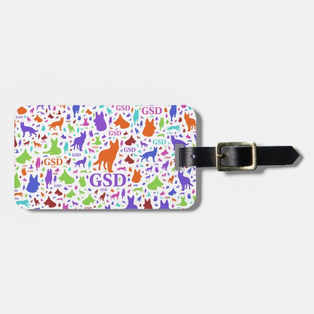 Étiquette À Bagage Silhouettes de chien de berger allemand - couleur (Devant horizontal)