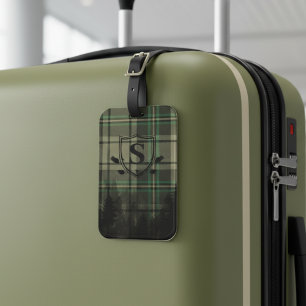 Étiquette À Bagage Silhouettes de pin Plaid Cabine cosy Monogramme