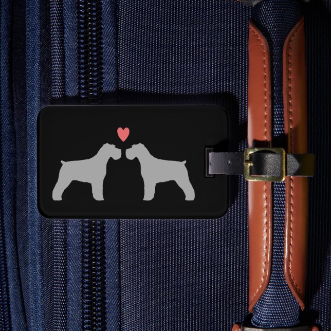 Étiquette À Bagage Silhouettes de Schnauzer avec Cœur (Insitu Rectoal 4)