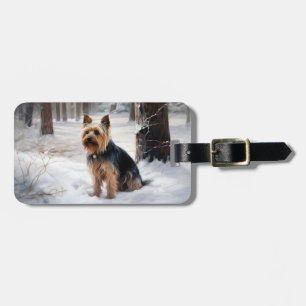Étiquette À Bagage Silky Terrier Qu'il neige Noël