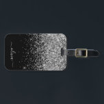 Étiquette À Bagage Silver Black Girl Parties scintillant étincelante<br><div class="desc">Parties scintillant argentée et noire Nom du monogramme et Coussin initial. Le sac à bagage marque le cadeau parfait pour 16 ans,  mariage,  douche nuptiale,  baby shower ou bachelorette cadeau pour quelqu'un décorant sa chambre dans le style.</div>