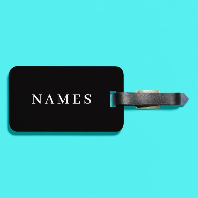 Étiquette À Bagage Simple Black Custom Ajouter Votre Nom Élégant (Créateur téléchargé)