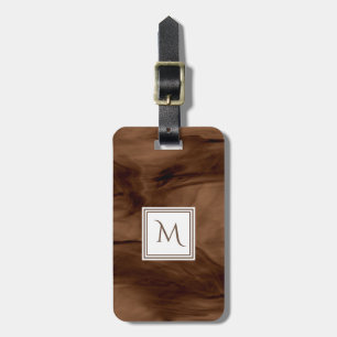 Étiquette À Bagage Simple Brown foncé Marbre subtil Monogramme modern