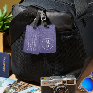 Étiquette À Bagage Simple Classy Pervenche Bleu Violet Aspect Cuir
