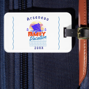 Étiquette À Bagage Simple Croisière de Famille Bleu Personnaliser