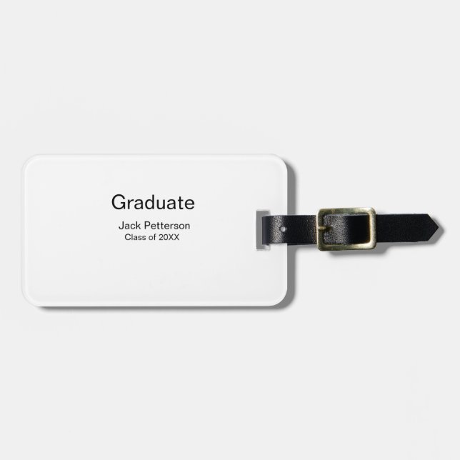 Étiquette À Bagage simple diplôme minimal ajouter nom classe moderne (Devant horizontal)