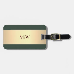 Étiquette À Bagage Simple Elegant Or Metal Nom monogrammé