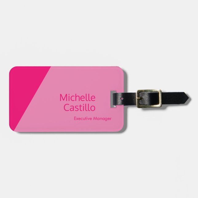 Étiquette À Bagage Simple Feminine minimaliste rose (Devant horizontal)