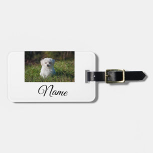 Étiquette À Bagage Simple jeté personnalisé avec photo et nom d'anima