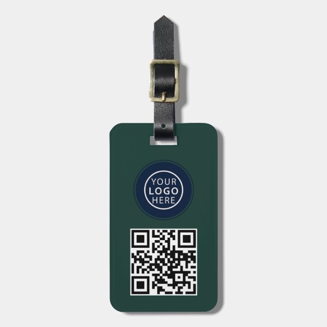 Étiquette À Bagage Simple logo d'entreprise et code QR promotionnel (Devant Vertical)