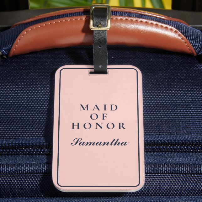 ÉTIQUETTE À BAGAGE SIMPLE MAID D'HONNEUR OXFORD BLEU ET ROSE (Insitu Rectoal 2)