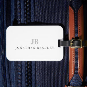 Étiquette À Bagage Simple minimaliste à deux lettres Nom du monogramm