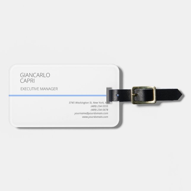 Étiquette À Bagage Simple minimaliste moderne (Devant horizontal)