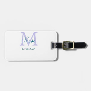 Étiquette À Bagage simple minimum ajouter nom monogramme violet vert 