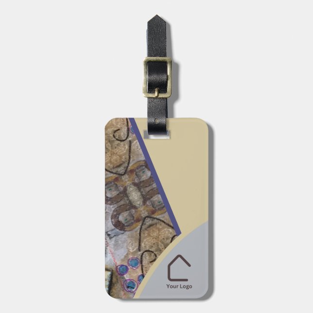 Étiquette À Bagage Simple moderne avec accents Abstraits Logo Code QR (Devant Vertical)