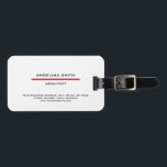 Étiquette À Bagage Simple moderne minimaliste blanc rouge professionn<br><div class="desc">Pourquoi aller avec un carte de visite démodé et peu attrayant ? Ce design vous donnera l'occasion de montrer votre véritable personnalité et ce que vous pouvez faire en affaires.</div>