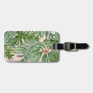Étiquette À Bagage Simple moderne Pink Palm Leaf Tropical Floral