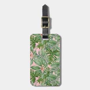 Étiquette À Bagage Simple moderne Pink Palm Leaf Tropical Floral