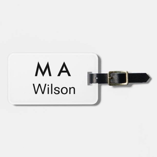 Étiquette À Bagage Simple monogram add your name letter man minimal   (Devant horizontal)