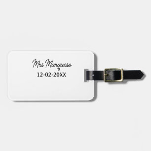 Étiquette À Bagage simple monogramme minimaliste Mme M. nom date anné
