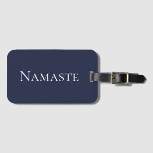 Étiquette À Bagage Simple Namaste Yoga Bleu Blanc