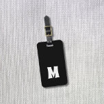 Étiquette À Bagage Simple Noir Blanc Lignes Grandes Monographie<br><div class="desc">Élégante étiquette de bagage noir personnalisable avec cadre blanc et monogramme gras.</div>