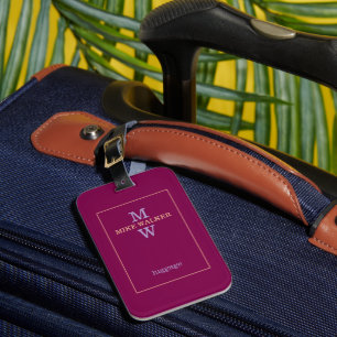 Étiquette À Bagage Simple pêche / violet clair Monogramme sur vin